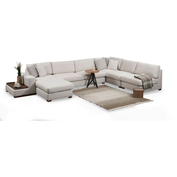 U-kulmasohva Linento Furniture Loop 10, 5-istuttava, valkoinen