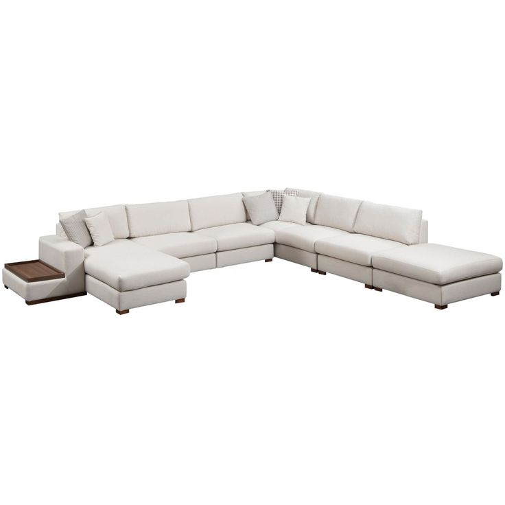 U-kulmasohva Linento Furniture Loop 11, 6-istuttava, valkoinen