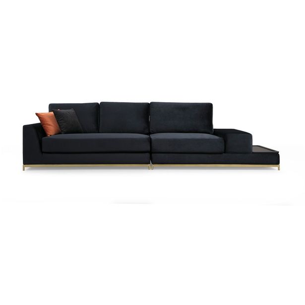 Sohva sivupöytäosalla Linento Furniture Line, 4-istuttava, musta