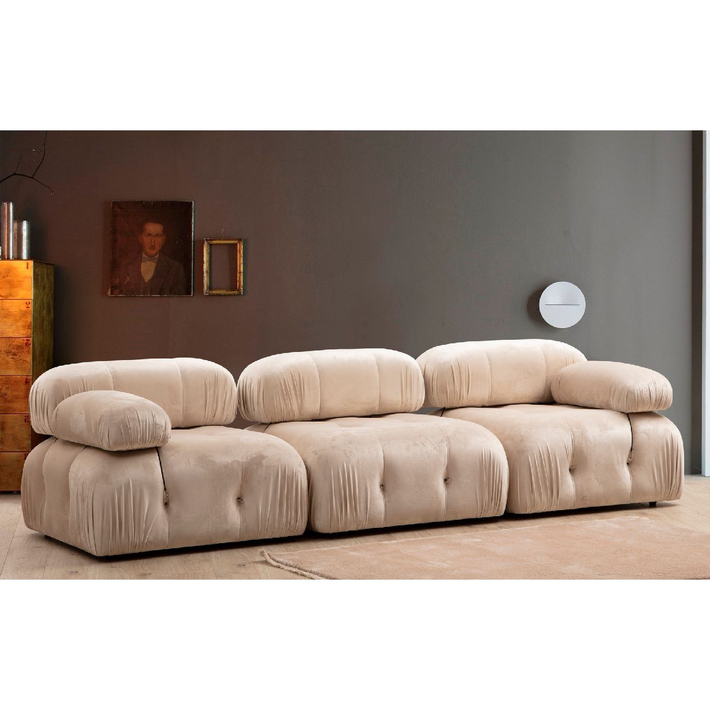 Moduulisohva Linento Furniture Bubble 3-istuttava vaaleanruskea