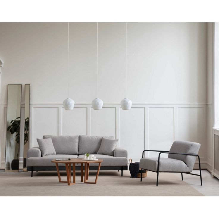 Sohva Linento Furniture Eti Black, 3-istuttava, leveys 220cm, harmaa