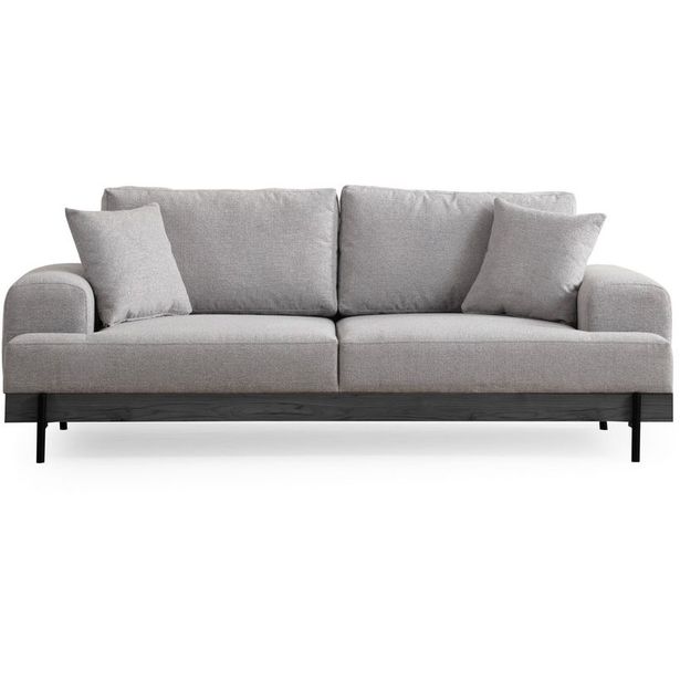 Sohva Linento Furniture Eti Black, 3-istuttava, leveys 220cm, harmaa