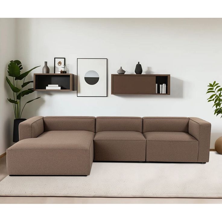 Divaanisohva Linento Furniture Mora XL, 3-istuttava, vasen, ruskea