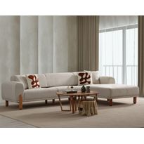 Divaanisohva Linento Furniture Lyke, 3-istuttava, oikea, kerma