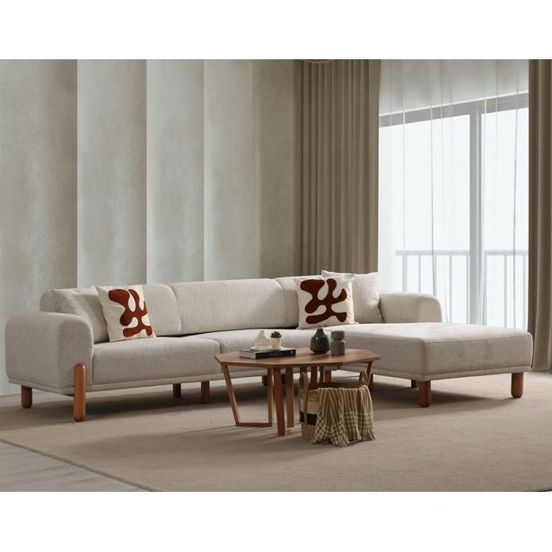 Divaanisohva Linento Furniture Lyke, 3-istuttava, oikea, kerma