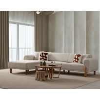 Divaanisohva Linento Furniture Lyke, 3-istuttava, vasen, kerma