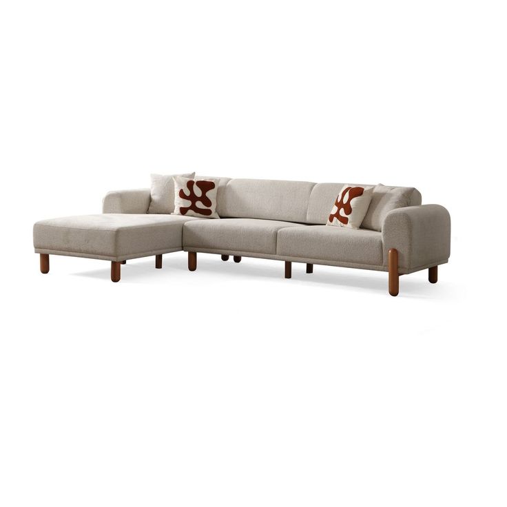 Divaanisohva Linento Furniture Lyke, 3-istuttava, vasen, kerma