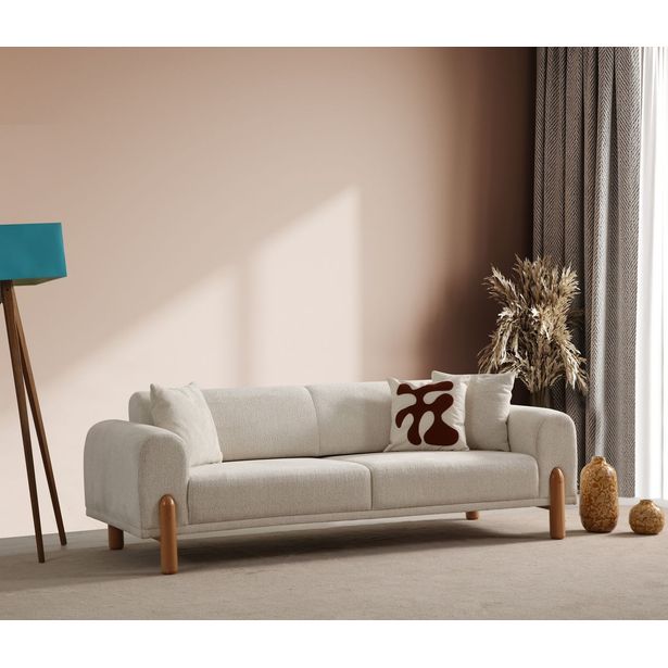 Vuodesohva Linento Furniture Lyke, 3-istuttava, leveys 228cm, kerma