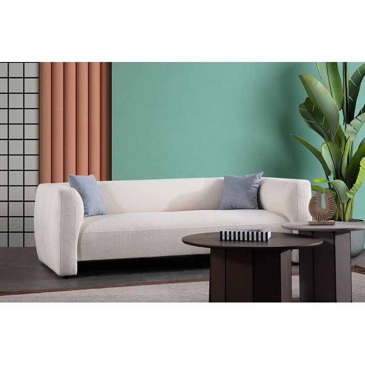 Sohva Linento Furniture Rena 3, 3-istuttava, valkoinen