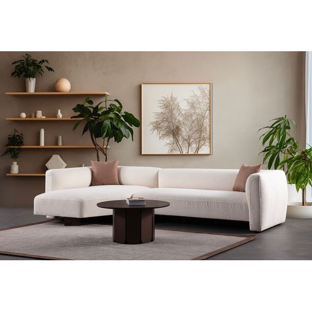 Divaanisohva Linento Furniture Rena Corner, 3-istuttava, vasen, valkoinen