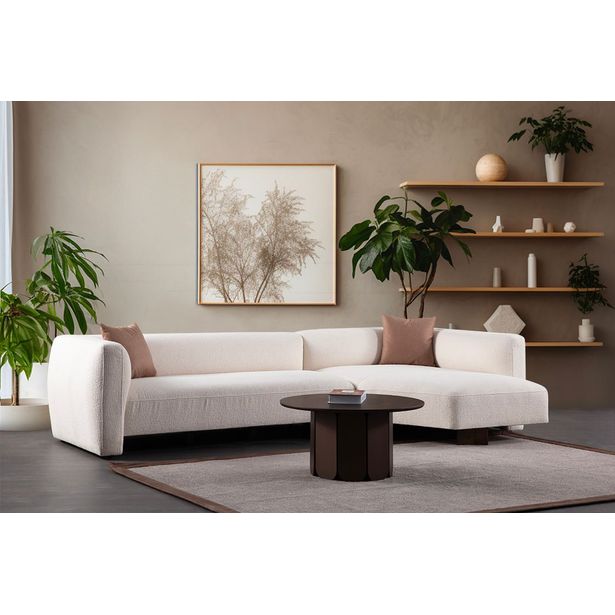 Divaanisohva Linento Furniture Rena Corner, 3-istuttava, oikea, valkoinen