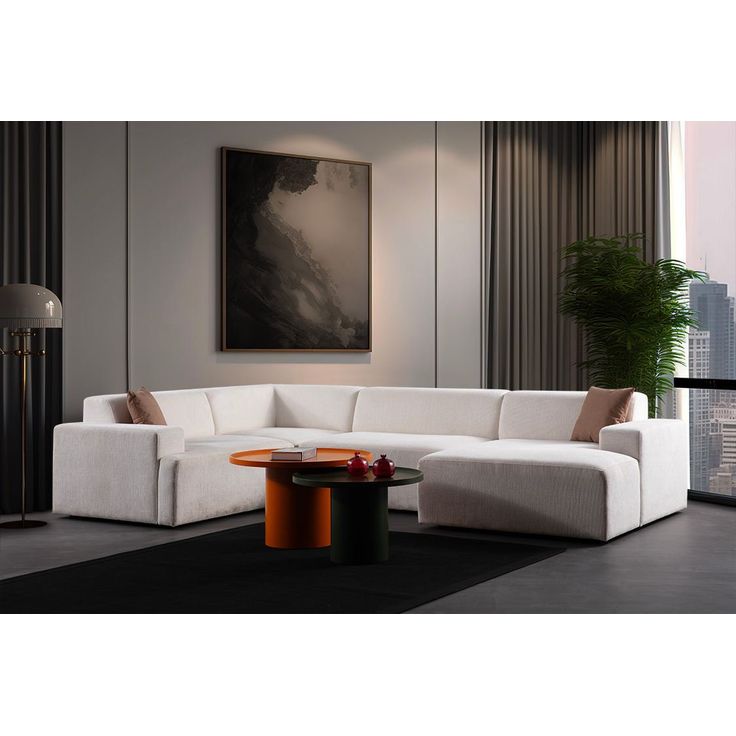 Kulmasohva Linento Furniture Melva, 4-istuttava, valkoinen