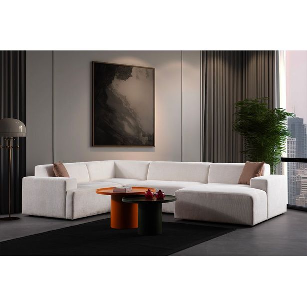 Kulmasohva Linento Furniture Melva, 4-istuttava, valkoinen