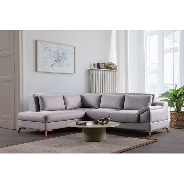 Kulmavuodesohva Linento Furniture Aqua, 4-istuttava, vasen, harmaa
