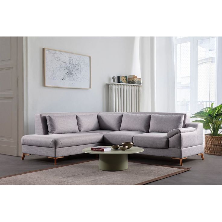Kulmavuodesohva Linento Furniture Aqua, 4-istuttava, vasen, harmaa