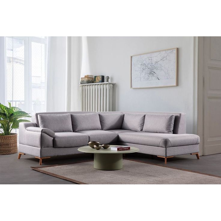 Kulmavuodesohva Linento Furniture Aqua, 4-istuttava, oikea, harmaa