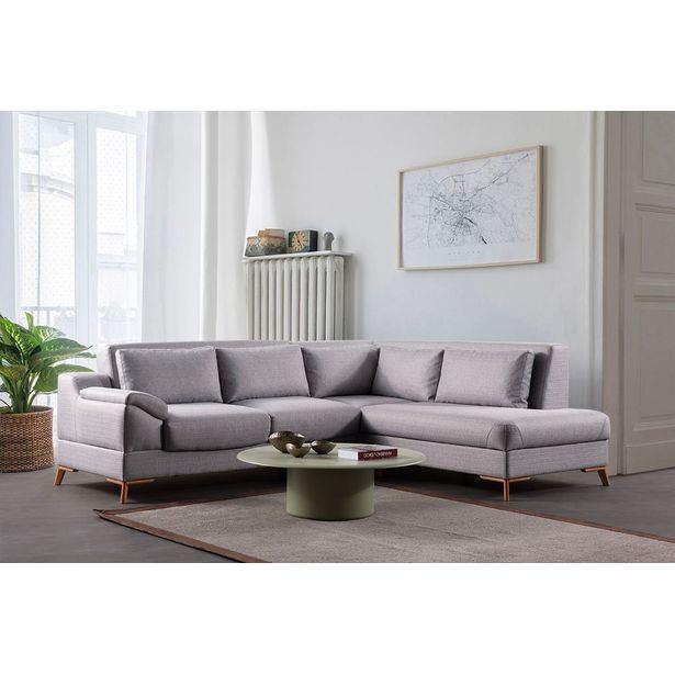Kulmavuodesohva Linento Furniture Aqua, 4-istuttava, oikea, harmaa