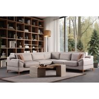 Kulmavuodesohva Linento Furniture Aqua, 5-istuttava, oikea, beige