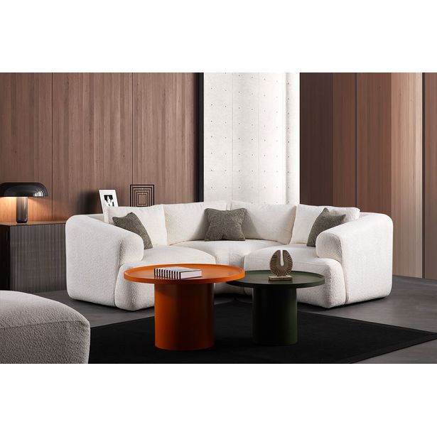 Kulmasohva Linento Furniture Sofia, 3-istuttava, valkoinen
