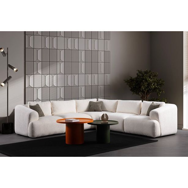 Kulmasohva Linento Furniture Sofia, 5-istuttava, valkoinen