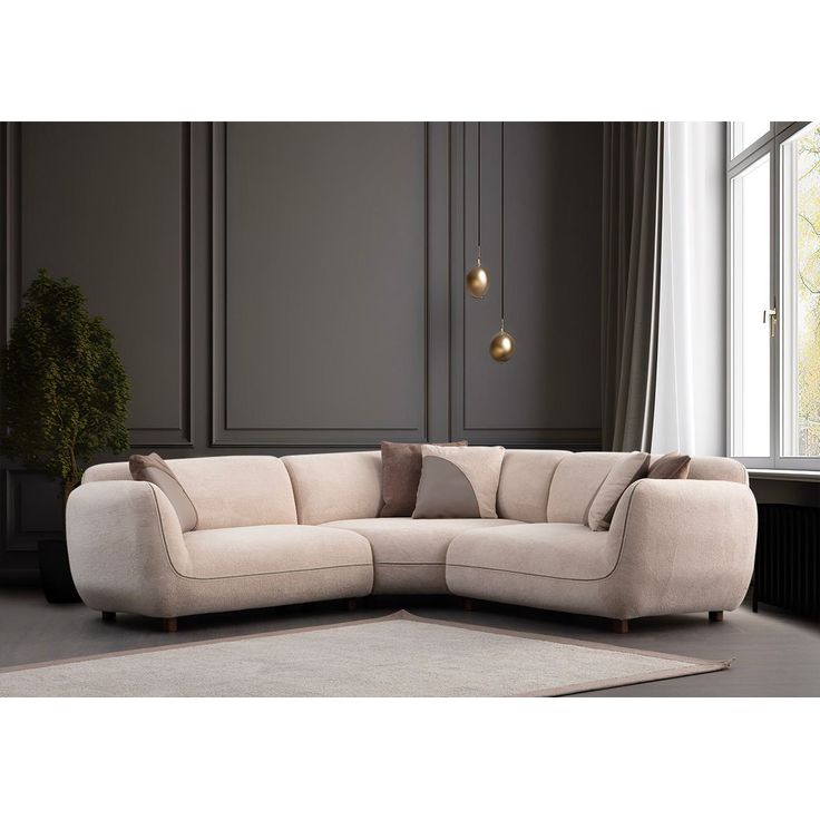 Kulmasohva Linento Furniture Pavia Corner 3, 5-istuttava, kerma