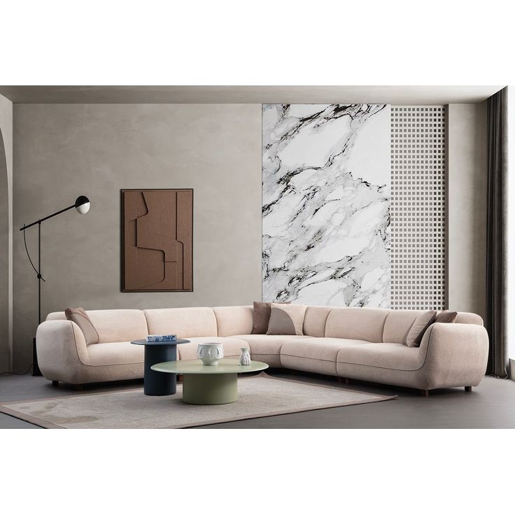 Kulmasohva Linento Furniture Pavia Corner 5, 8-istuttava, kerma