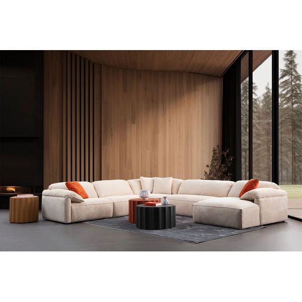 Kulmasohva Linento Furniture Flamingo Corner 1, 8-istuttava, kerma