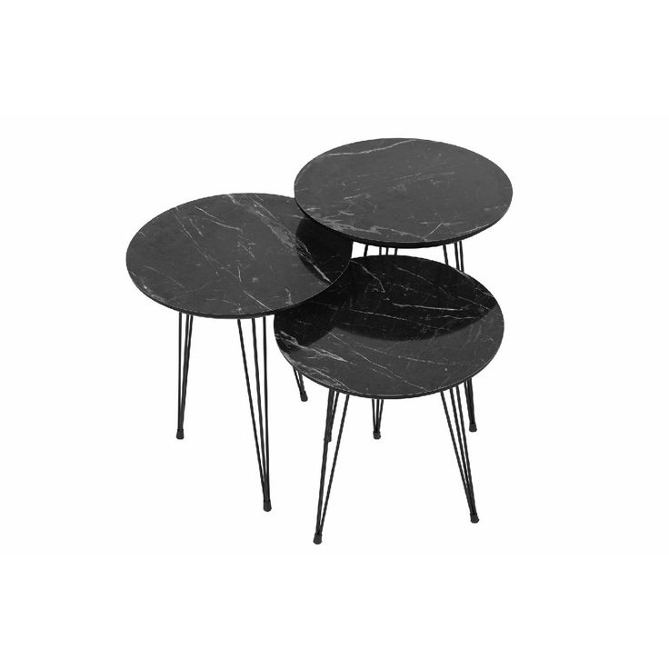 Sarjapöytä kolmiosainen Linento Furniture Siyah harmaa/musta