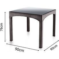 Puutarhapöytä Linento Garden Rattan Square, 90x90cm, tummanruskea