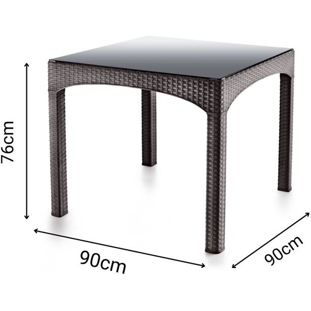 Puutarhapöytä Linento Garden Rattan Square, 90x90cm, tummanruskea, lisäkuva 1