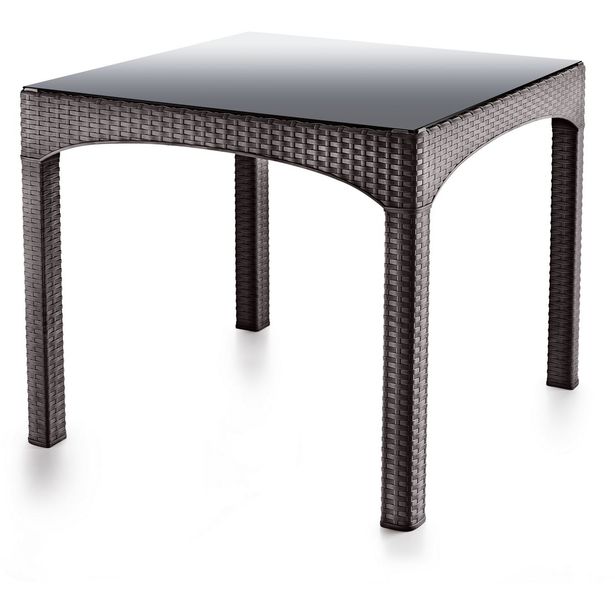 Puutarhapöytä Linento Garden Rattan Square, 90x90cm, tummanruskea