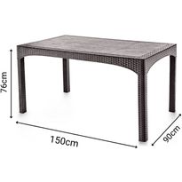 Puutarhapöytä Linento Garden Rattan, 90x150cm, tummanruskea