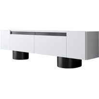 TV-taso Linento Furniture Bohem valkoinen/musta, Verkkokaupan poistotuote