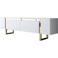 TV-taso Linento Furniture Yildiz 180cm valkoinen/kulta, Verkkokaupan poistotuote