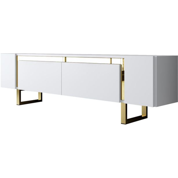 TV-taso Linento Furniture Yildiz valkoinen/kulta
