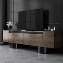 TV-taso Linento Furniture Bohem, 180cm, pähkinänruskea/musta