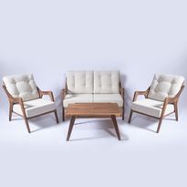 Oleskeluryhmä Linento Garden Walnut, 4-istuttava, kerma