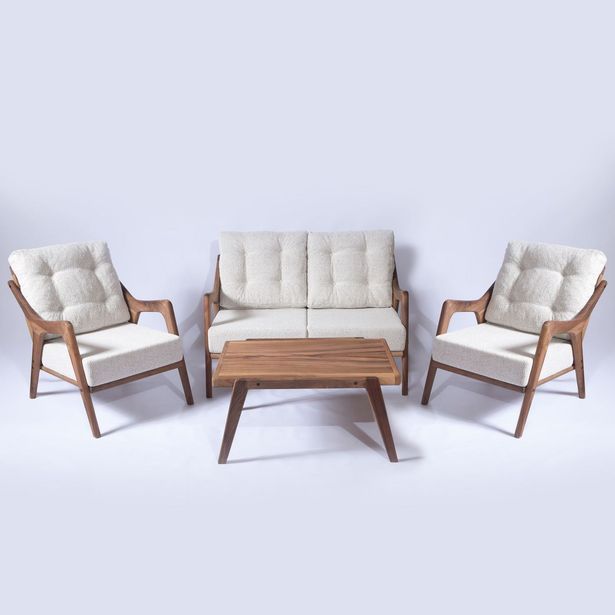 Oleskeluryhmä Linento Garden Walnut, 4-istuttava, kerma