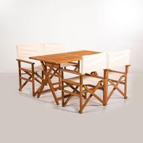 Ruokailuryhmä Linento Garden Rejisör, 4-istuttava, kerma/ruskea