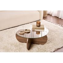 Sohvapöytä Linento Furniture Aeris, tummanruskea/kirkas lasi, Verkkokaupan poistotuote