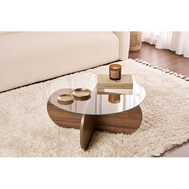 Sohvapöytä Linento Furniture Aeris, tummanruskea/kirkas lasi
