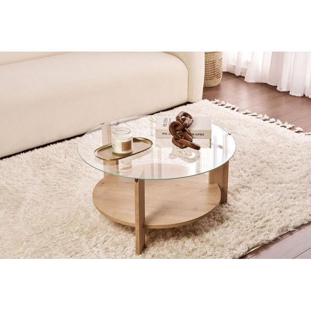 Sohvapöytä Linento Furniture Clara, ruskea/kirkas lasi