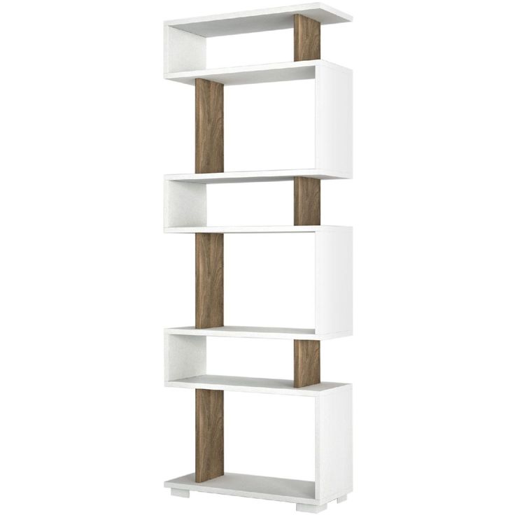 Kirjahylly Linento Furniture Blok valkoinen/pähkinä