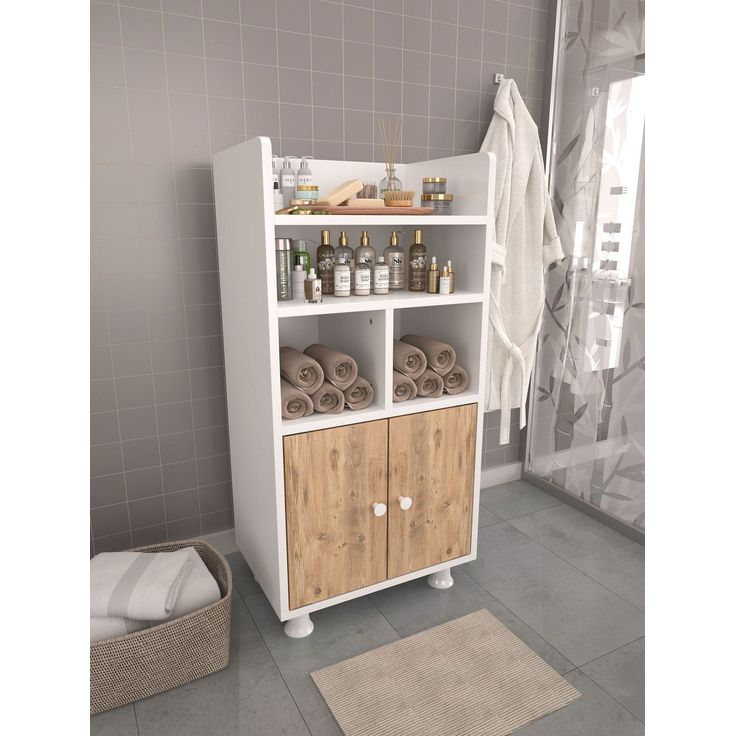Kaappi Linento Furniture Lia, 50.5x103cm, valkoinen/ruskea