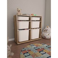 Lastenhuoneen laatikosto Linento Furniture Carla, 90x84cm, ruskea/valkoinen, Verkkokaupan poistotuote