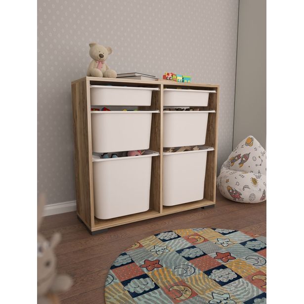 Lastenhuoneen laatikosto Linento Furniture Carla, 90x84cm, ruskea/valkoinen