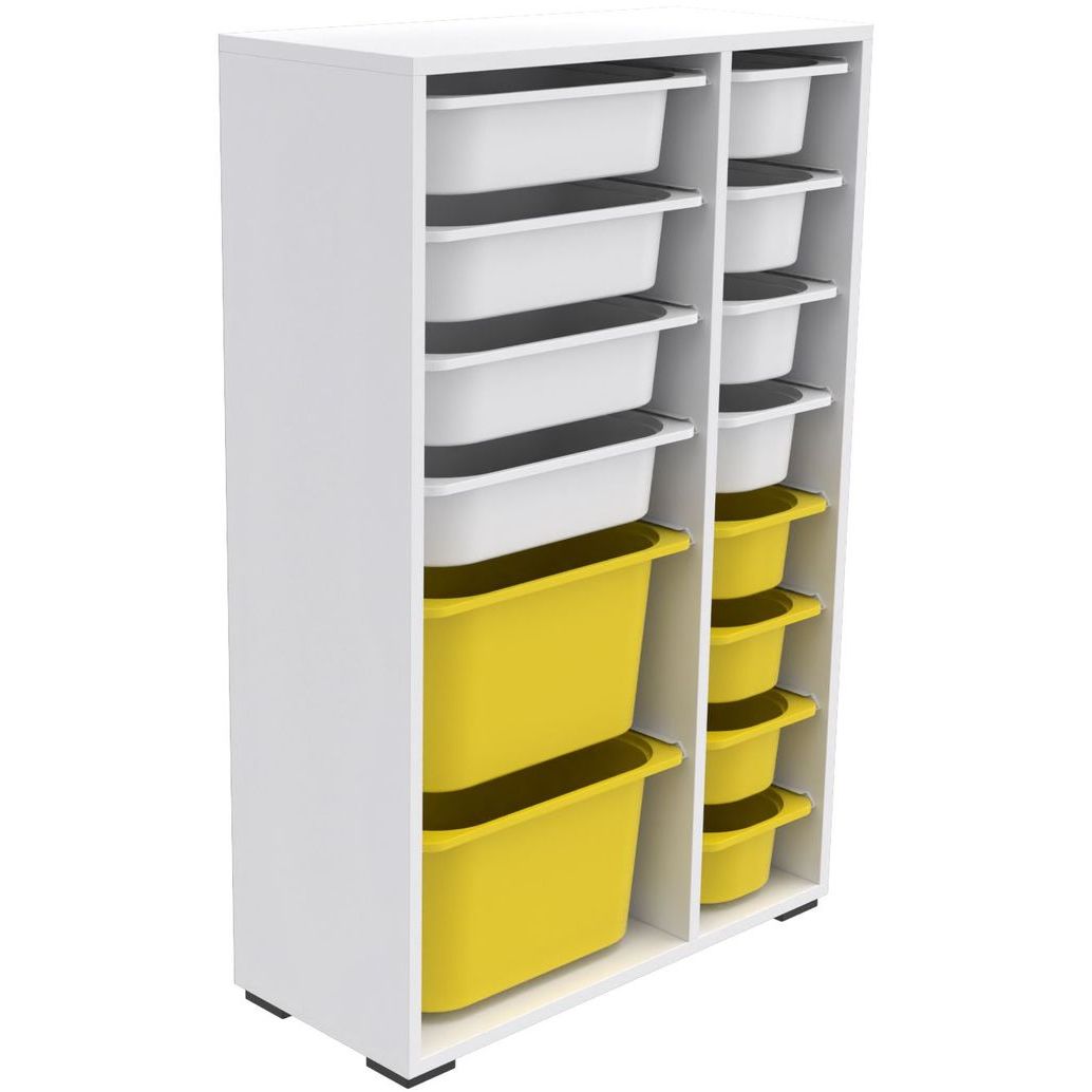 Lastenhuoneen laatikosto Linento Furniture Rine, 69.5x109cm, valkoinen/keltainen