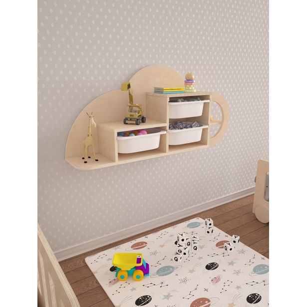 Lasten seinähylly Linento Furniture Cloud, leveys 98cm, koivuvaneri