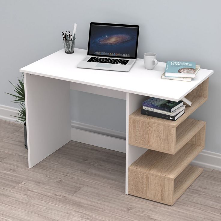 Työpöytä Linento Furniture Lorea, valkoinen/ruskea