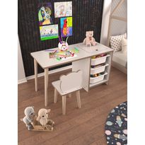 Lasten kirjoituspöytä ja tuoli Linento Furniture Soho, 90x42cm, valkoinen, Verkkokaupan poistotuote